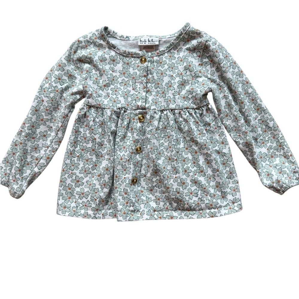 Nicole Miller Floral Button-Up Top Blouse with Empire Waist - Size 3T